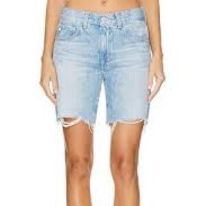 AG-ED Adriano Goldsxhmeid Ex Boyfriend Short, Mod Rise Bermuda with Raw Hem, 28